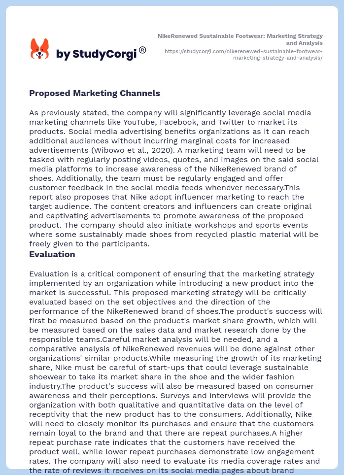 NikeRenewed Sustainable Footwear: Marketing Strategy and Analysis. Page 2