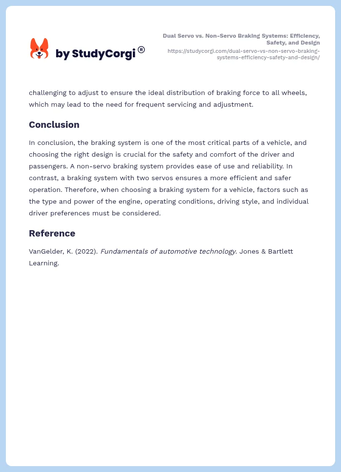 Dual Servo vs. Non-Servo Braking Systems: Efficiency, Safety, and Design. Page 2