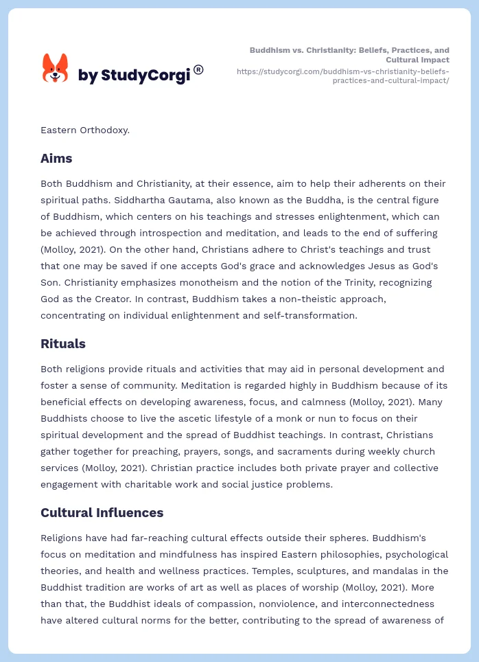 Buddhism vs. Christianity: Beliefs, Practices, and Cultural Impact. Page 2