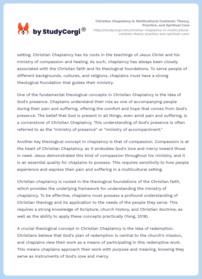 Christian Chaplaincy in Multicultural Contexts: Theory, Practice, and Spiritual Care. Page 2