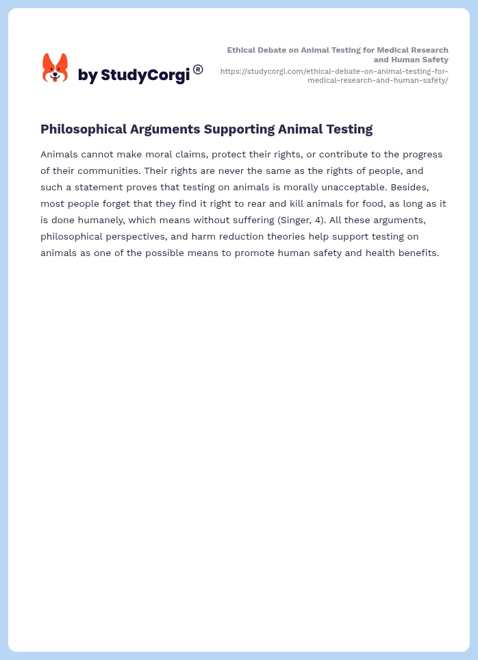 Ethical Debate on Animal Testing for Medical Research and Human Safety. Page 2