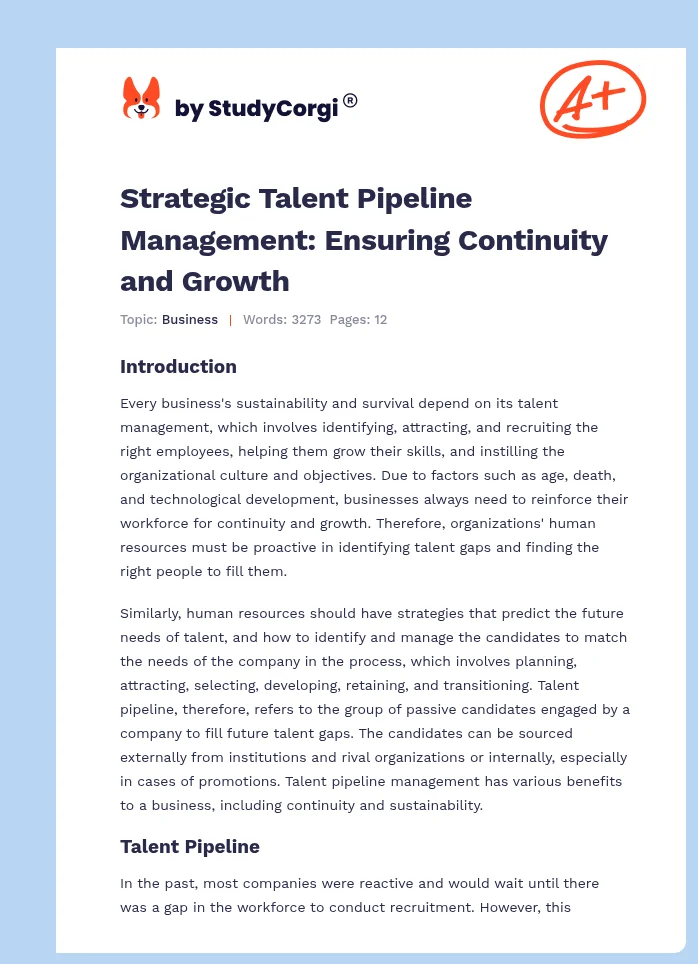 Strategic Talent Pipeline Management: Ensuring Continuity and Growth. Page 1