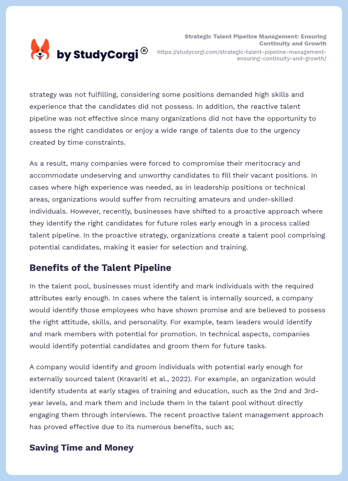 Strategic Talent Pipeline Management: Ensuring Continuity and Growth. Page 2