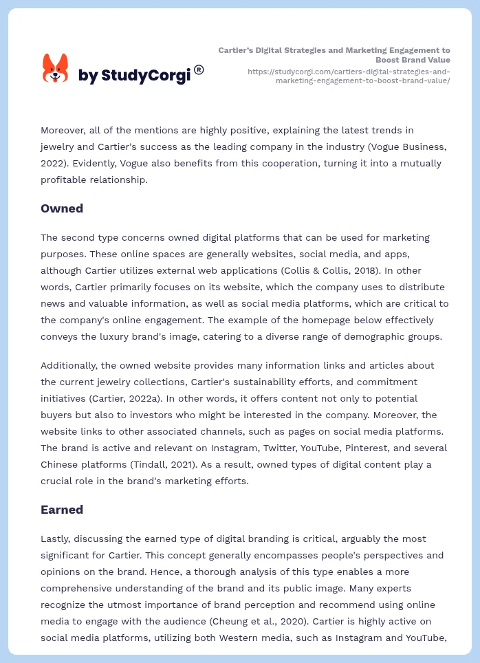 Cartier’s Digital Strategies and Marketing Engagement to Boost Brand Value. Page 2