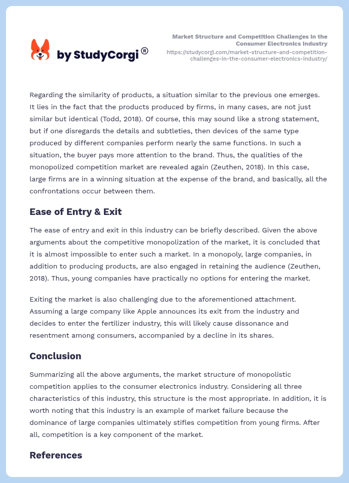 Market Structure and Competition Challenges in the Consumer Electronics Industry. Page 2