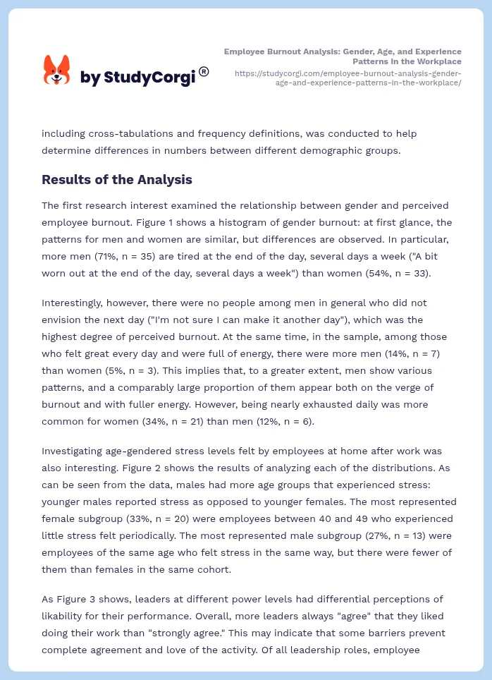 Employee Burnout Analysis: Gender, Age, and Experience Patterns in the Workplace. Page 2