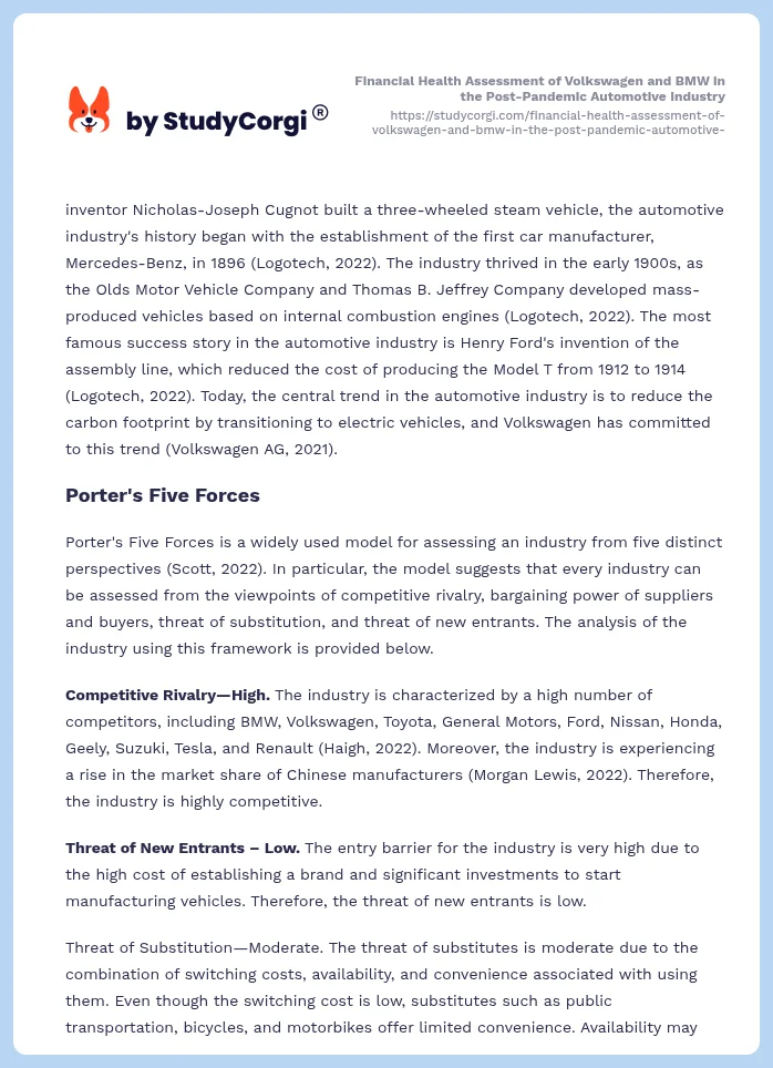 Financial Health Assessment of Volkswagen and BMW in the Post-Pandemic Automotive Industry. Page 2