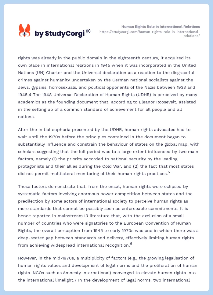 Human Rights Role in International Relations. Page 2