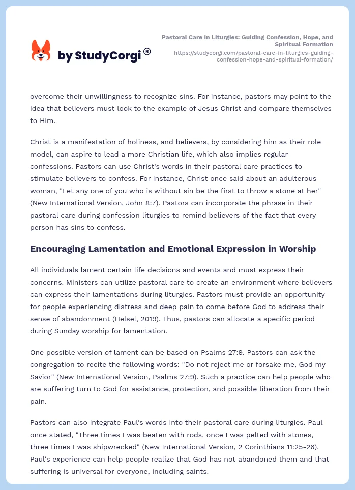 Pastoral Care in Liturgies: Guiding Confession, Hope, and Spiritual Formation. Page 2
