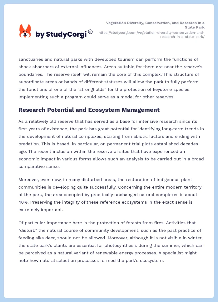 Vegetation Diversity, Conservation, and Research in a State Park. Page 2