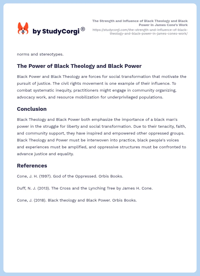 The Strength and Influence of Black Theology and Black Power in James Cone’s Work. Page 2