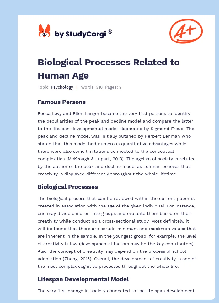 Biological Processes Related to Human Age. Page 1