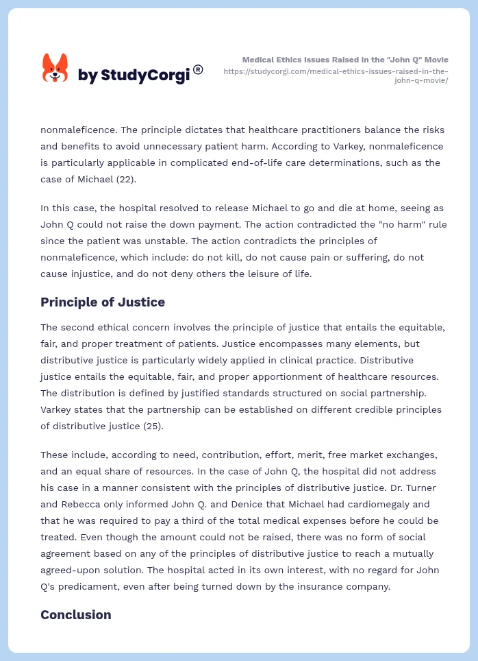Medical Ethics Issues Raised in the "John Q" Movie. Page 2