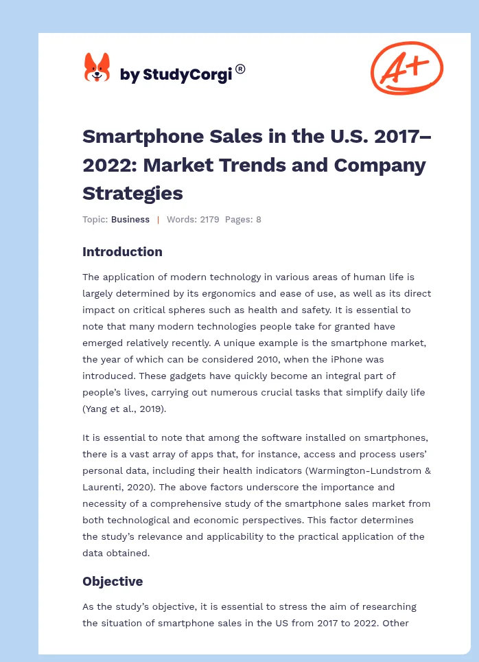 Smartphone Sales in the U.S. 2017–2022: Market Trends and Company Strategies. Page 1