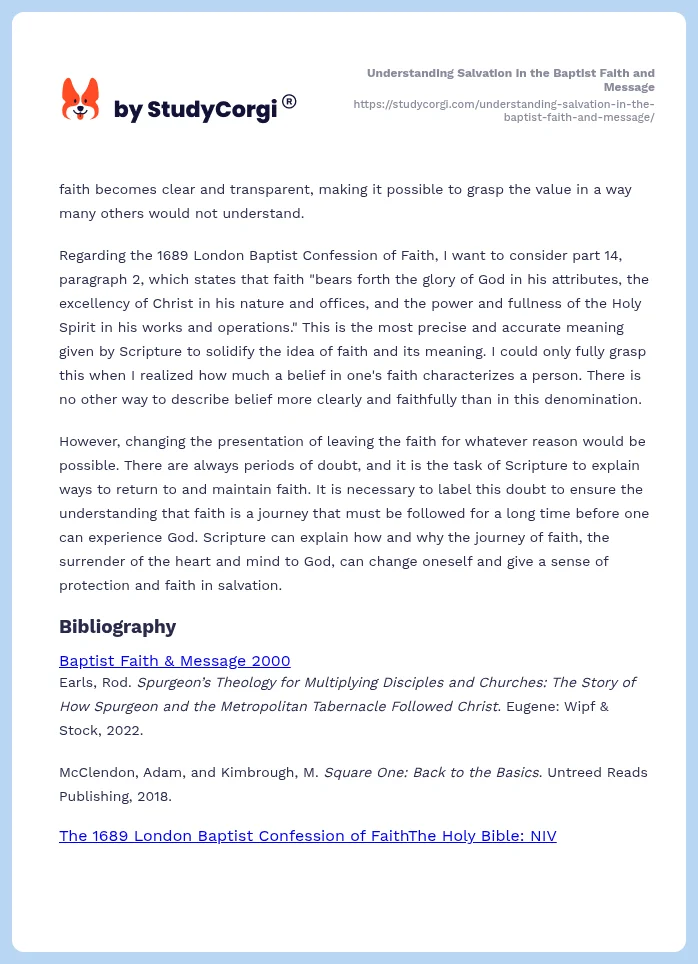 Understanding Salvation in the Baptist Faith and Message. Page 2