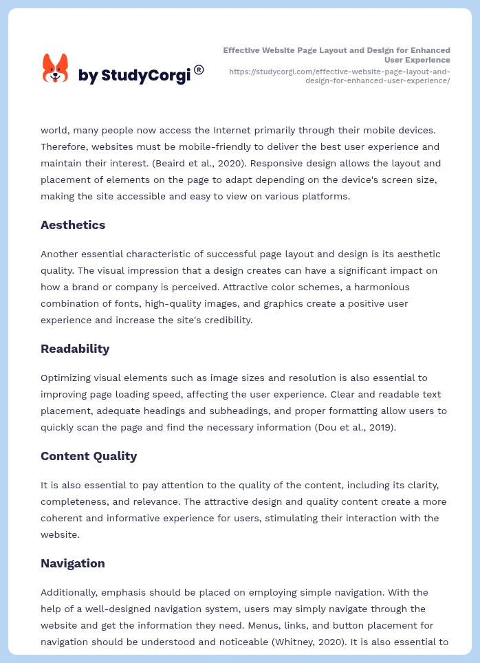 Effective Website Page Layout and Design for Enhanced User Experience. Page 2
