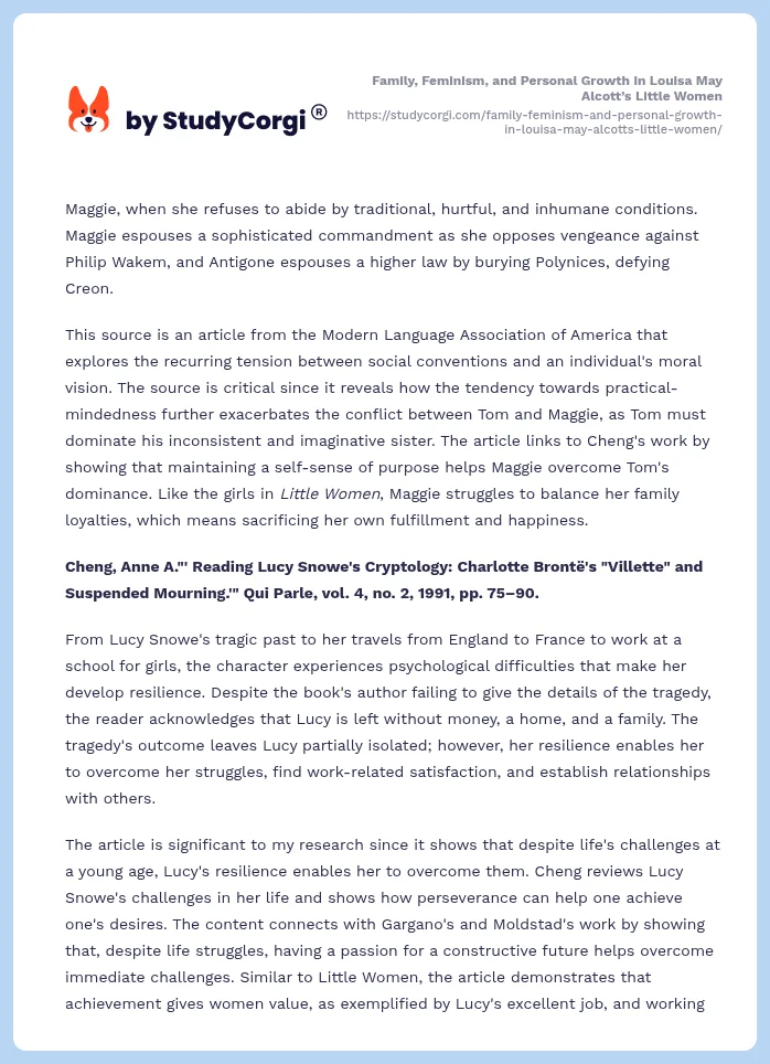 Family, Feminism, and Personal Growth in Louisa May Alcott’s Little Women. Page 2