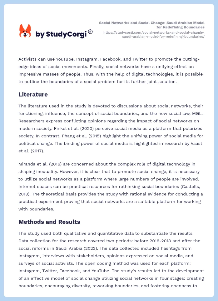 Social Networks and Social Change: Saudi Arabian Model for Redefining Boundaries. Page 2