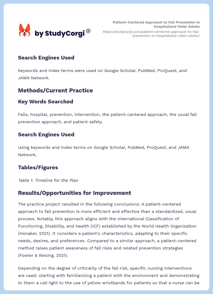 Patient-Centered Approach to Fall Prevention in Hospitalized Older Adults. Page 2