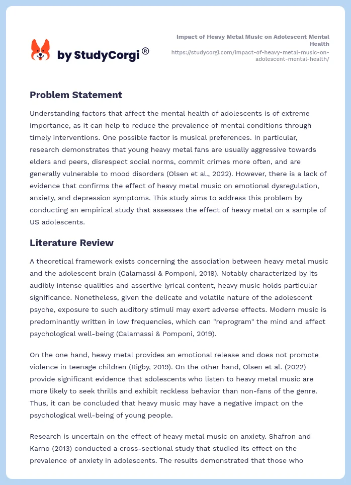 Impact of Heavy Metal Music on Adolescent Mental Health. Page 2