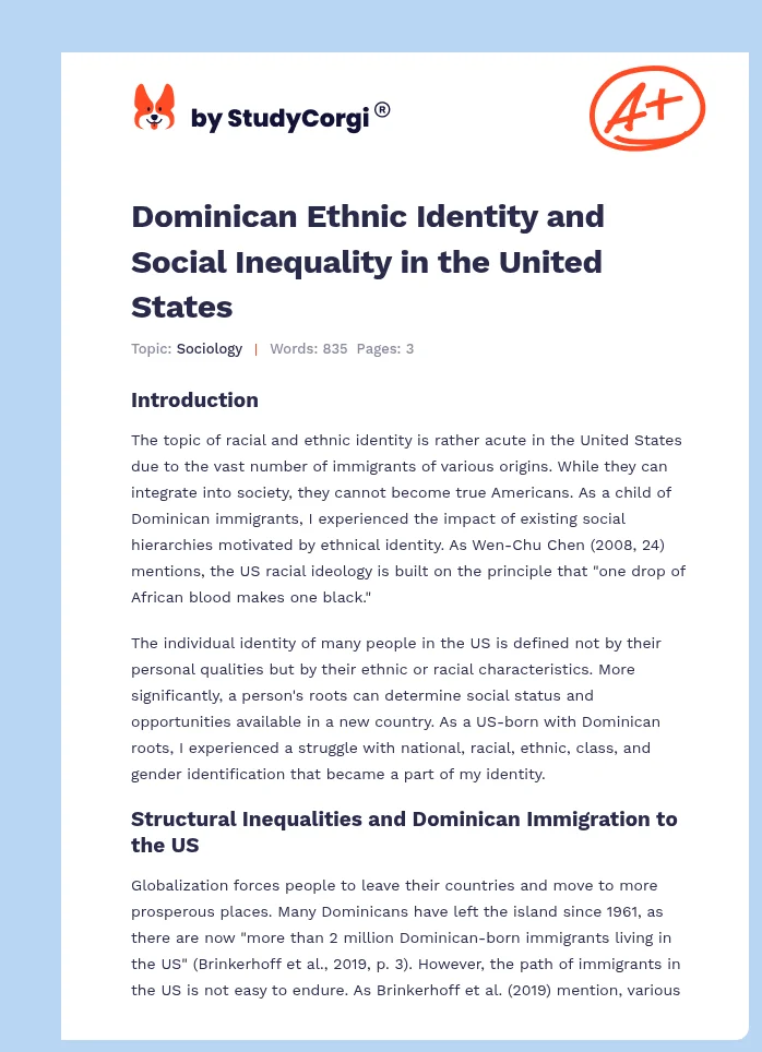 Dominican Ethnic Identity and Social Inequality in the United States. Page 1