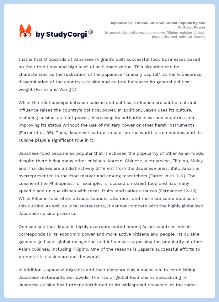 Japanese vs. Filipino Cuisine: Global Popularity and Cultural Power. Page 2