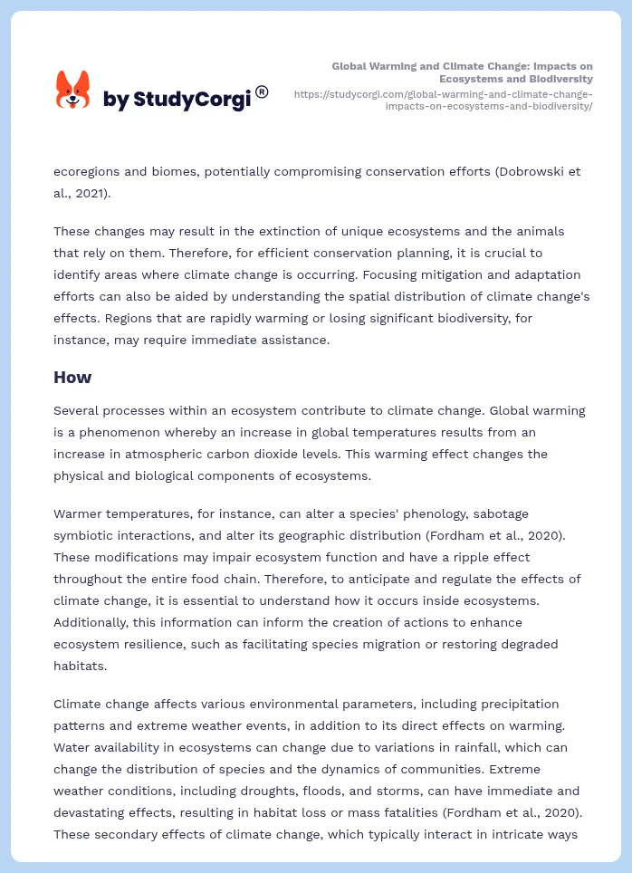 Global Warming and Climate Change: Impacts on Ecosystems and Biodiversity. Page 2