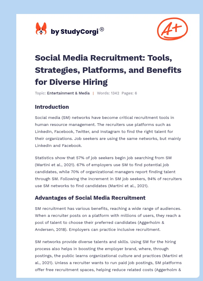 Social Media Recruitment: Tools, Strategies, Platforms, and Benefits for Diverse Hiring. Page 1