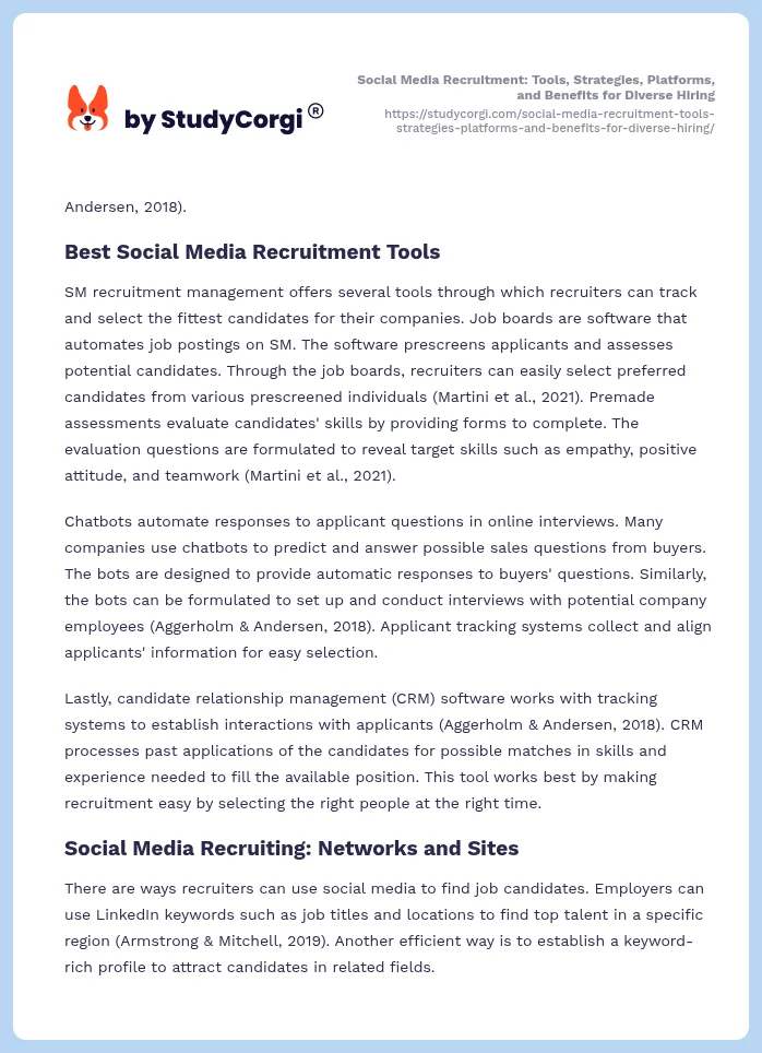 Social Media Recruitment: Tools, Strategies, Platforms, and Benefits for Diverse Hiring. Page 2