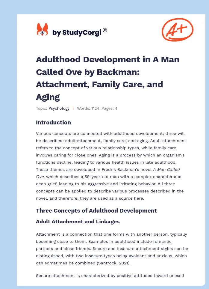 Adulthood Development in A Man Called Ove by Backman: Attachment, Family Care, and Aging. Page 1