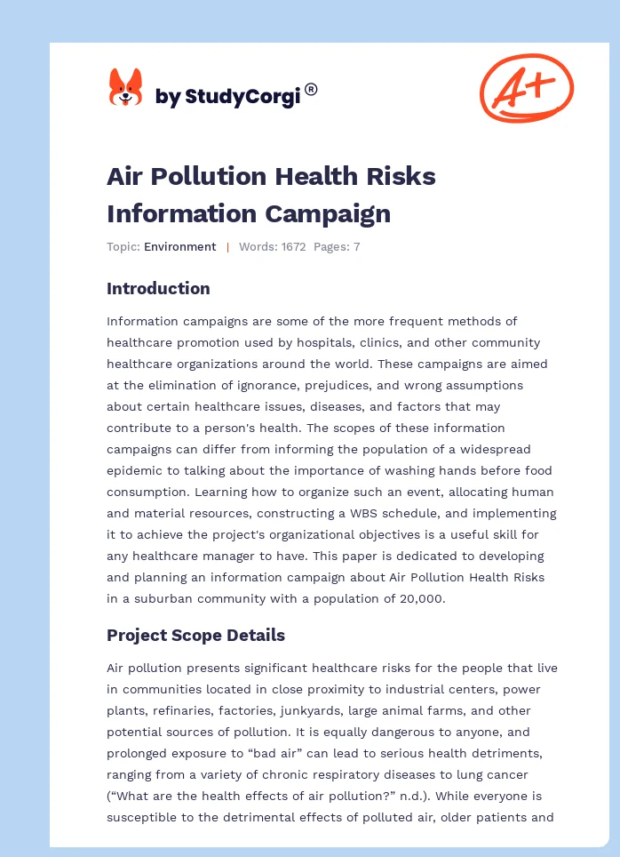 Air Pollution Health Risks Information Campaign. Page 1