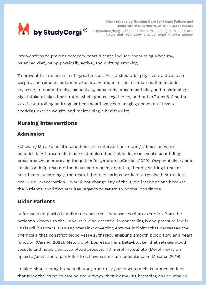 Comprehensive Nursing Care for Heart Failure and Respiratory Disorder (COPD) in Older Adults. Page 2