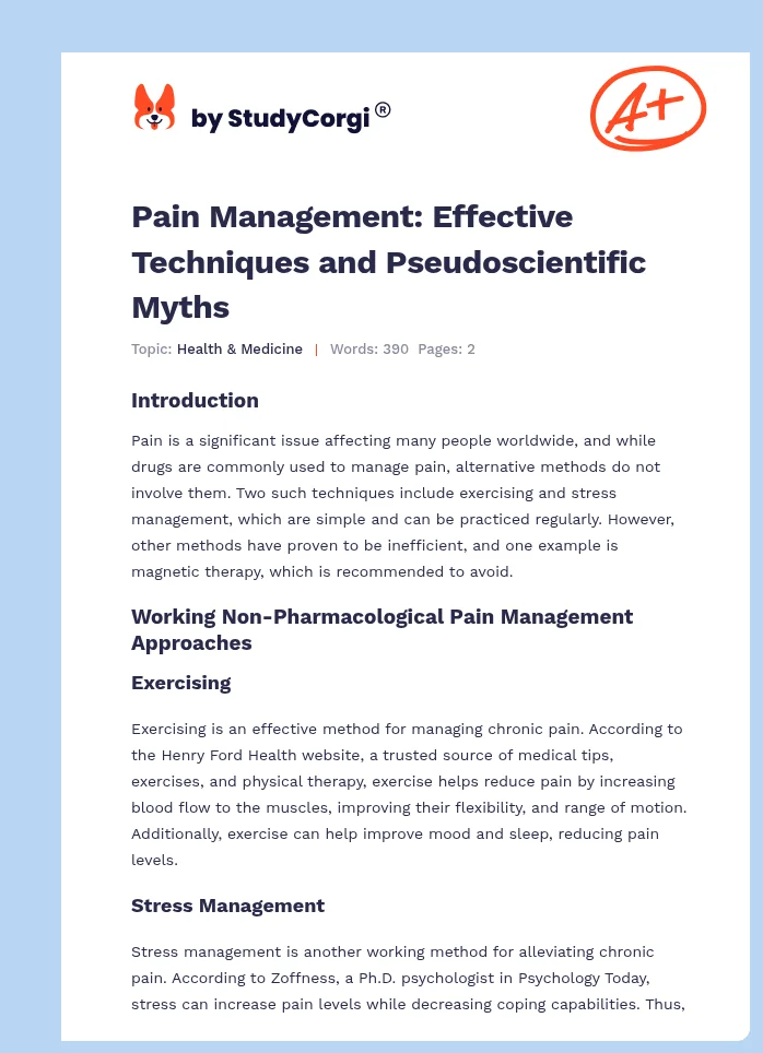 Pain Management: Effective Techniques and Pseudoscientific Myths. Page 1