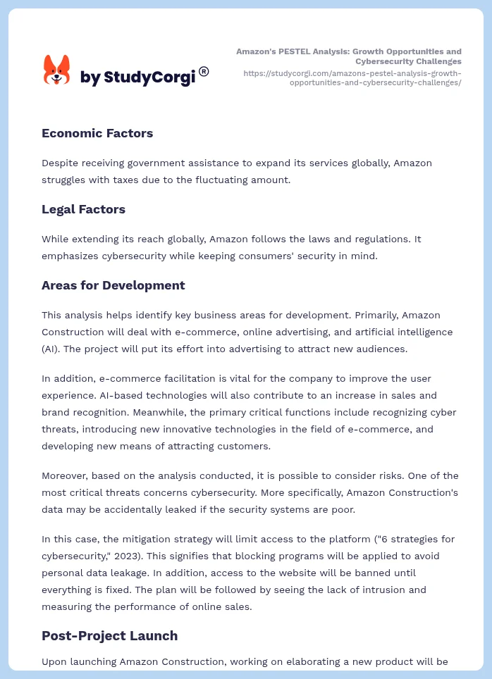 Amazon's PESTEL Analysis: Growth Opportunities and Cybersecurity Challenges. Page 2