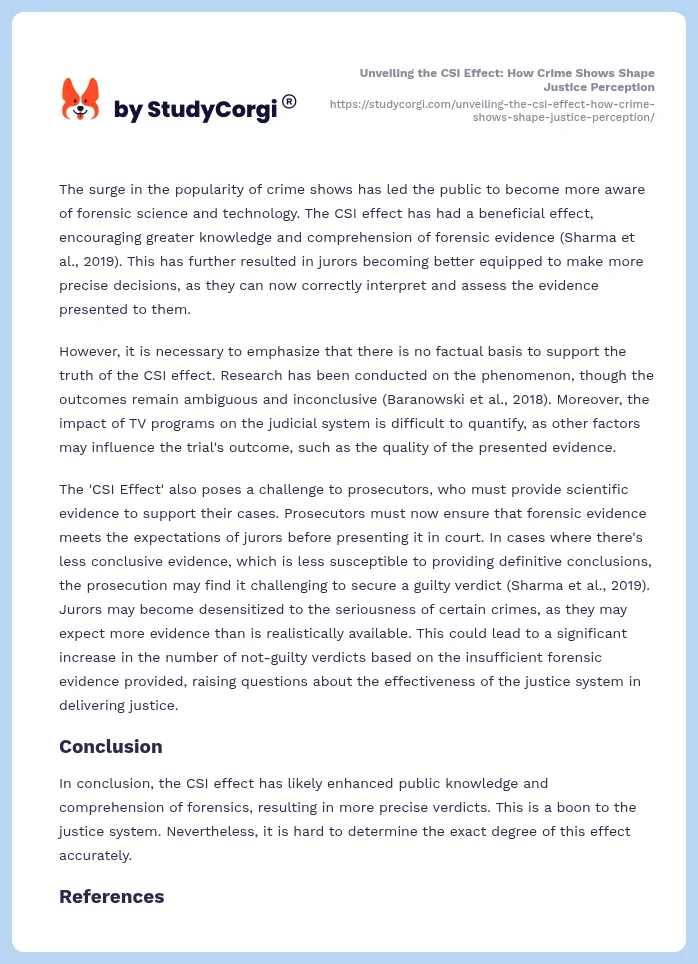 Unveiling the CSI Effect: How Crime Shows Shape Justice Perception. Page 2