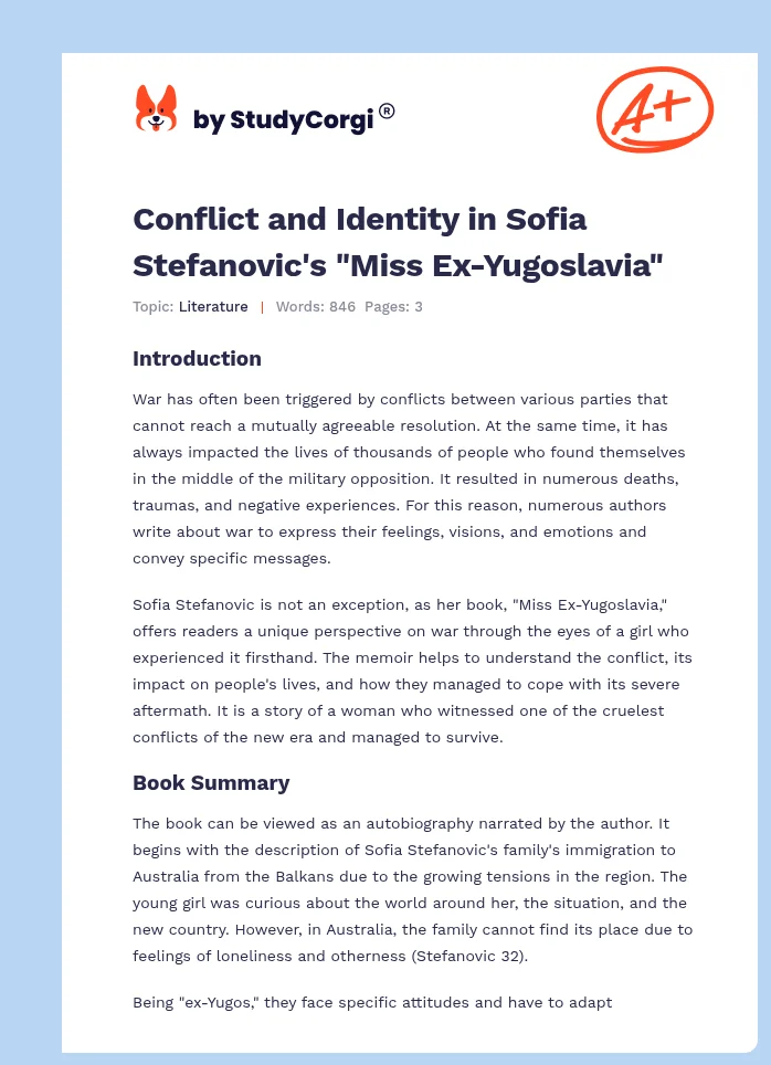 Conflict and Identity in Sofia Stefanovic's "Miss Ex-Yugoslavia". Page 1