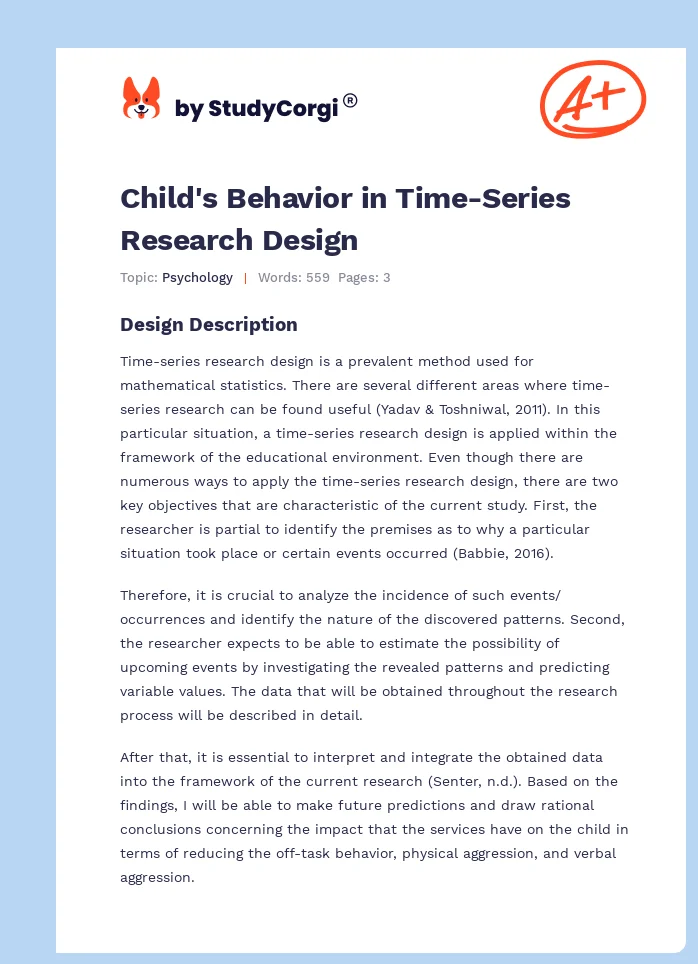 Child's Behavior in Time-Series Research Design. Page 1
