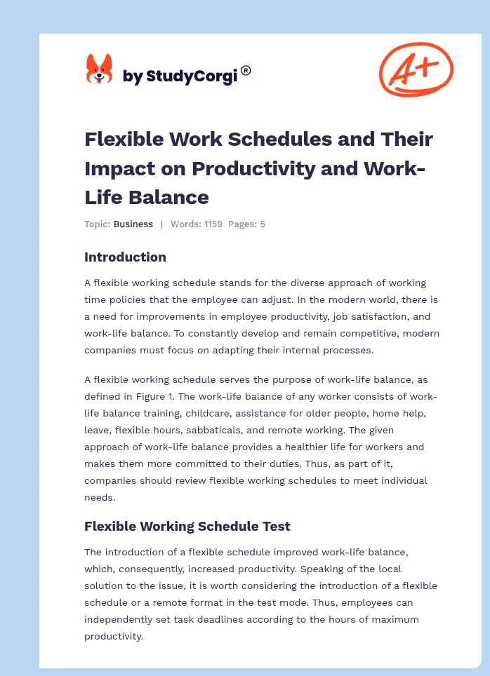 Flexible Work Schedules and Their Impact on Productivity and Work-Life Balance. Page 1