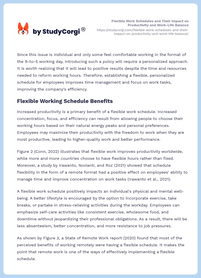 Flexible Work Schedules and Their Impact on Productivity and Work-Life Balance. Page 2