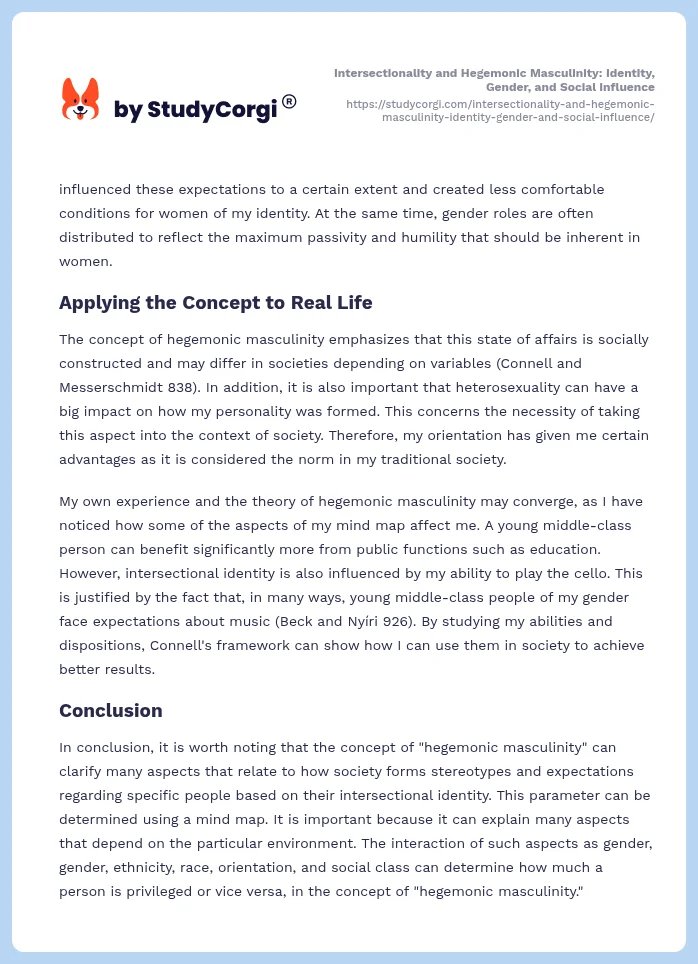 Intersectionality and Hegemonic Masculinity: Identity, Gender, and Social Influence. Page 2