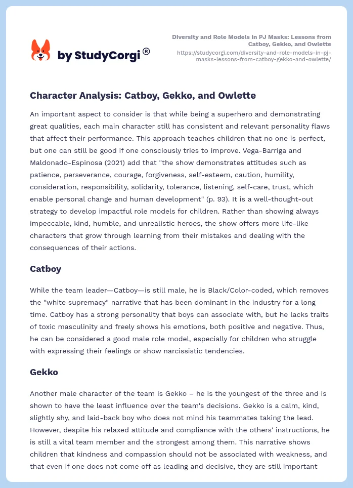 Diversity and Role Models in PJ Masks: Lessons from Catboy, Gekko, and Owlette. Page 2