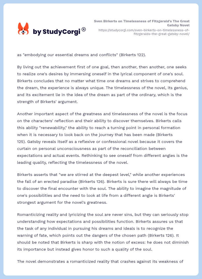 Sven Birkerts on Timelessness of Fitzgerald's The Great Gatsby Novel. Page 2