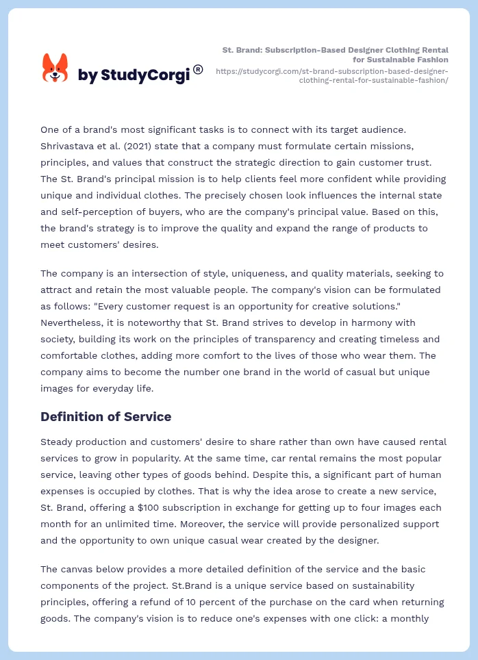 St. Brand: Subscription-Based Designer Clothing Rental for Sustainable Fashion. Page 2