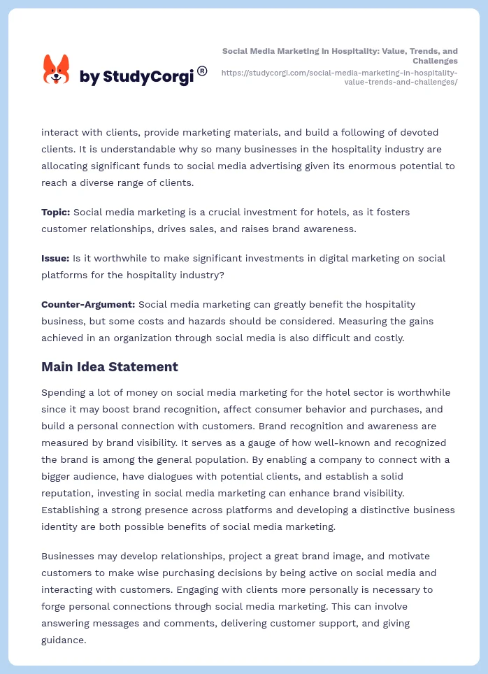 Social Media Marketing in Hospitality: Value, Trends, and Challenges. Page 2