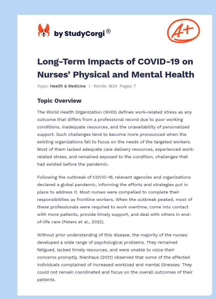 Long-Term Impacts of COVID-19 on Nurses’ Physical and Mental Health. Page 1