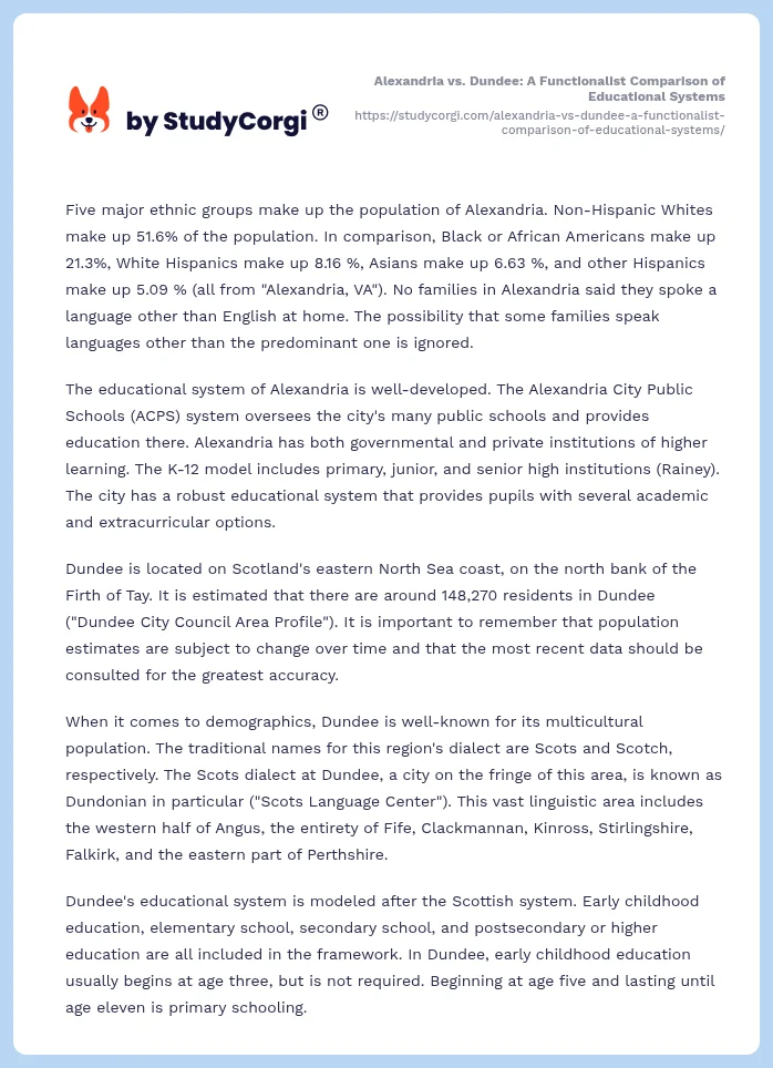 Alexandria vs. Dundee: A Functionalist Comparison of Educational Systems. Page 2