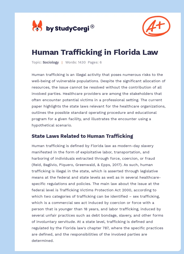 Human Trafficking in Florida Law. Page 1