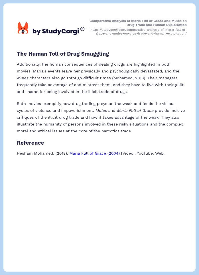Comparative Analysis of Maria Full of Grace and Mules on Drug Trade and Human Exploitation. Page 2