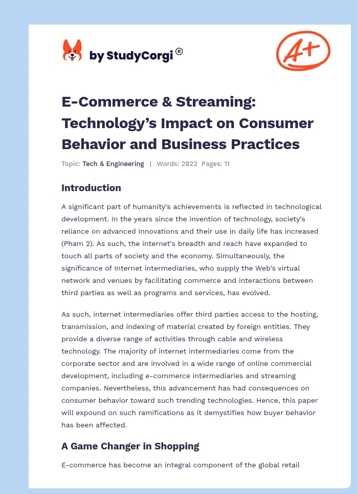 E-Commerce & Streaming: Technology’s Impact on Consumer Behavior and Business Practices. Page 1