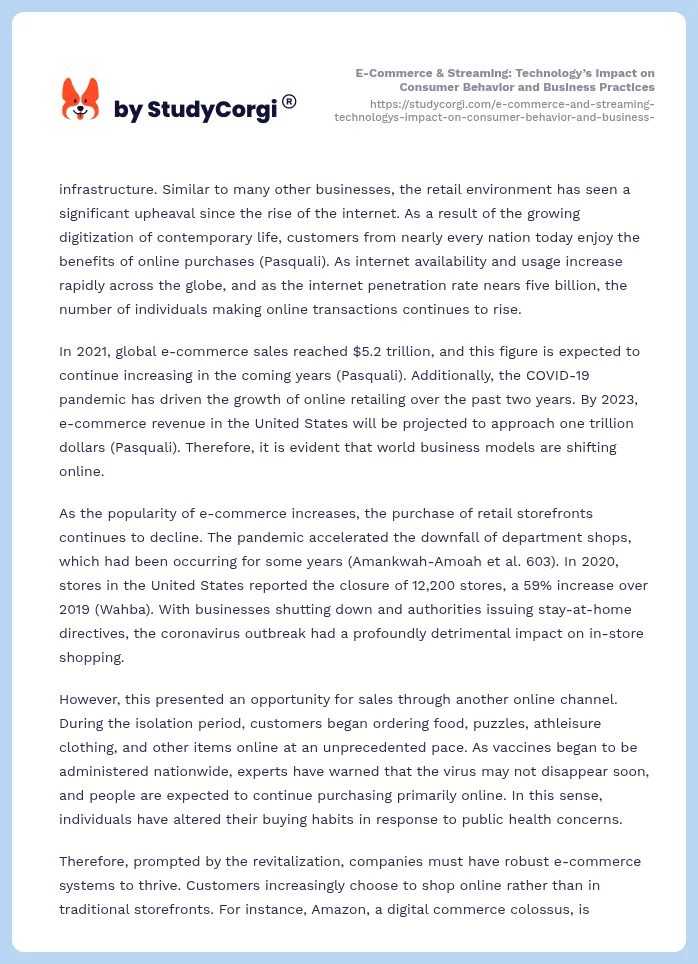E-Commerce & Streaming: Technology’s Impact on Consumer Behavior and Business Practices. Page 2